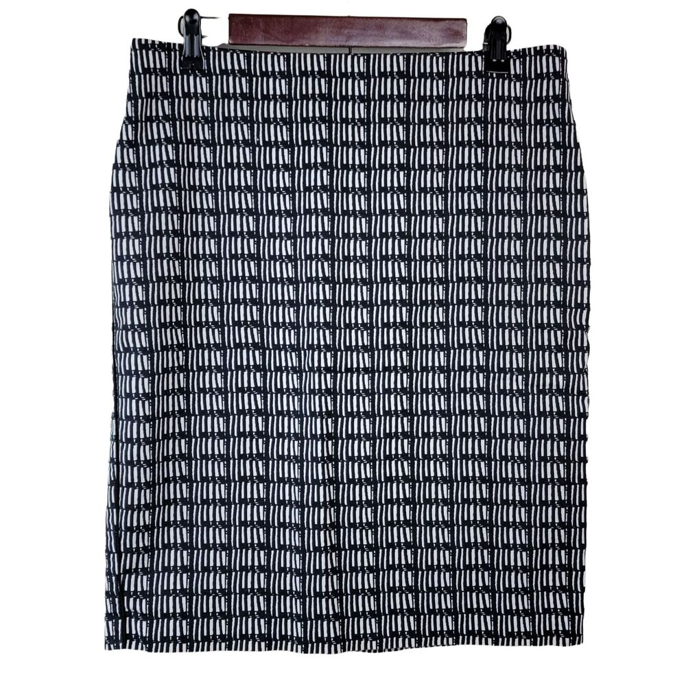 Adrianna Papell‎ Black White Pencil Skirt Womens Sz XL Straight Back Slit Career